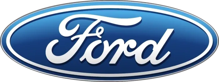 A blue and white logo of ford.